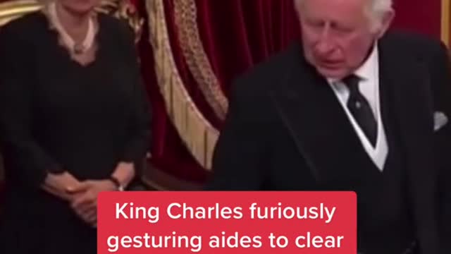 King Charles furiously gesturing aides to clear desk goes viral