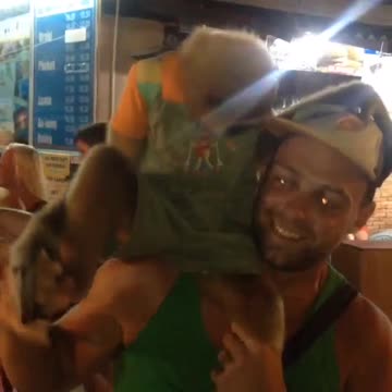 Posing with this cute monkey