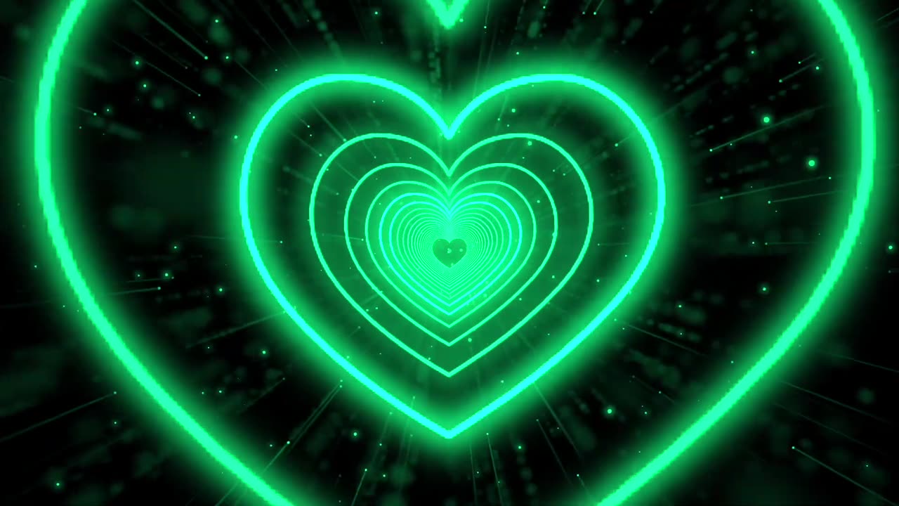 199. Background Video💚Heart Background Neon Heart Heart