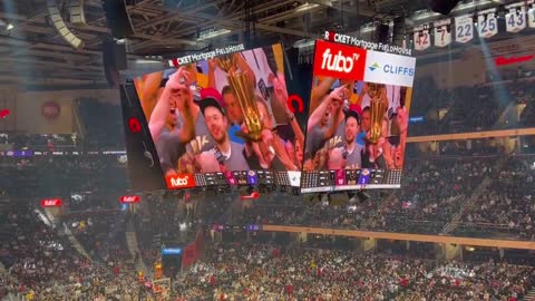 The Cavs welcomed LeBron back to Cleveland with a video tribute and standing ovation during timeout