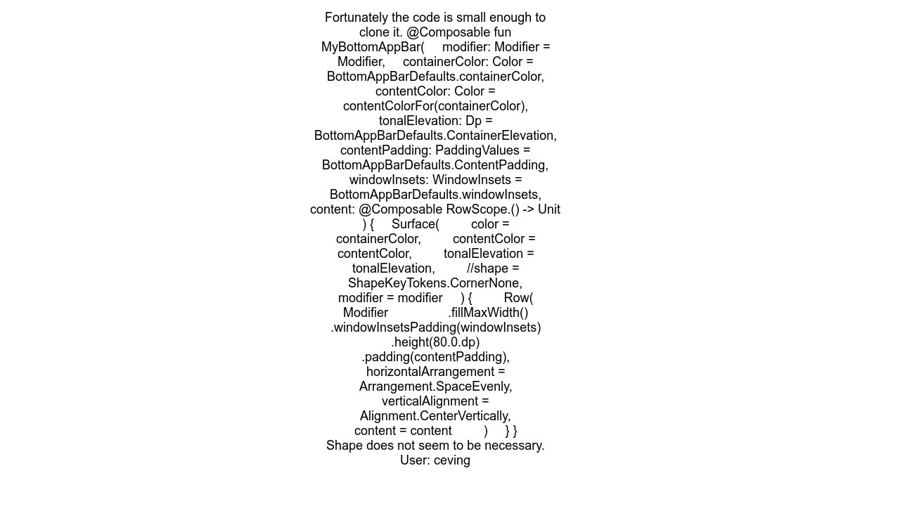 How to specify Arrangement.SpaceEvenly in a BottomAppBar