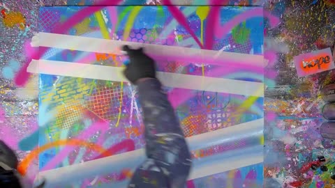 Colorful Pop Art / Abstract Painting Demo With Stencils | Peace2