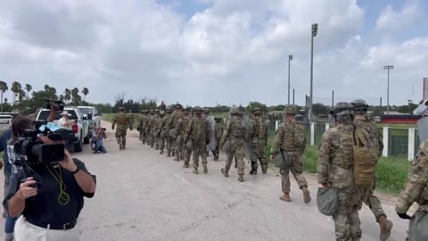 Texas National Guard soldiers in riot gear arrive at illegal crossing in Brownsville