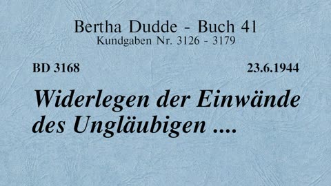 BD 3168 - WIDERLEGEN DER EINWÄNDE DES UNGLÄUBIGEN ....