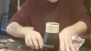 Completing 'impossible' trick with Guinness and crisps