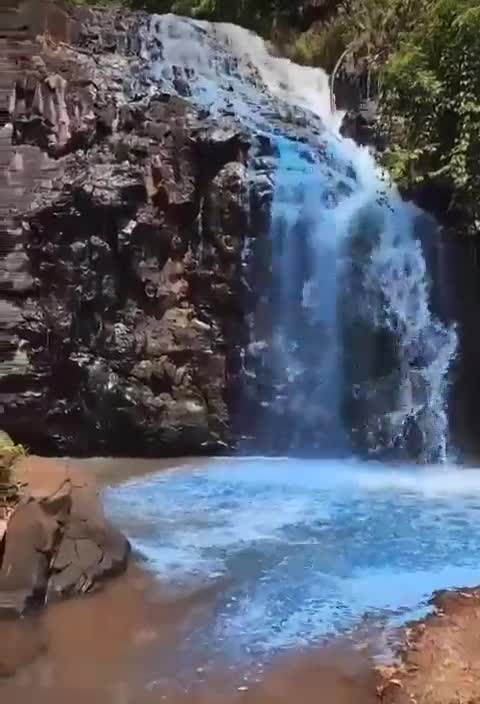 ¡Indignante! Pareja tiñó una cascada para revelar el sexo de su bebé