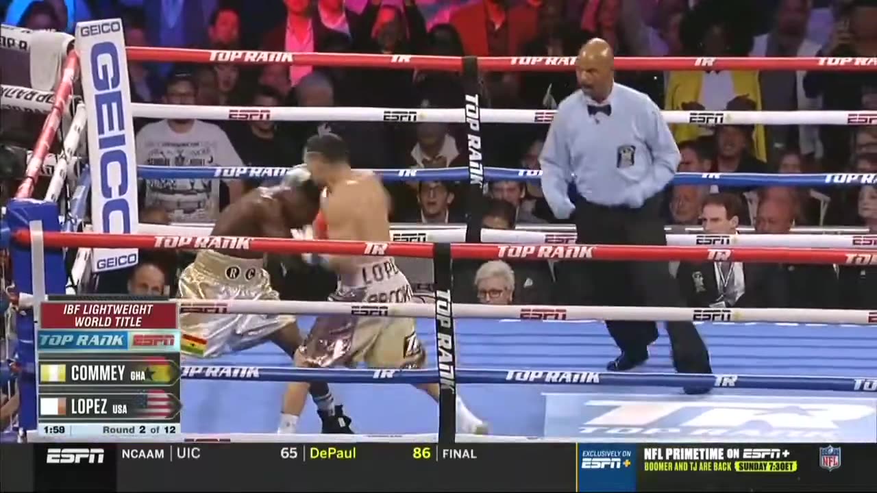 Lopez vs Commey / IBF lightweight title, / 2nd round brutal knockout