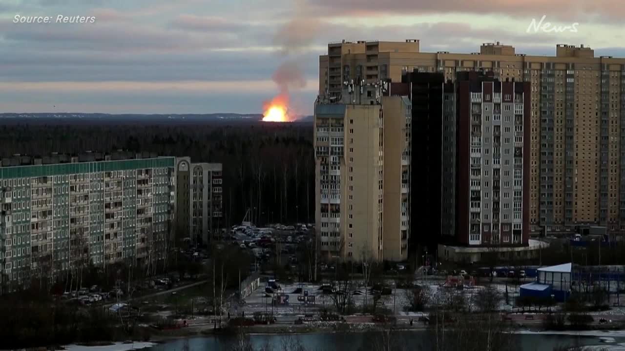 Fire erupts after gas pipe explosion near St. Petersburg