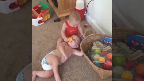 little baby hits brother cute video.