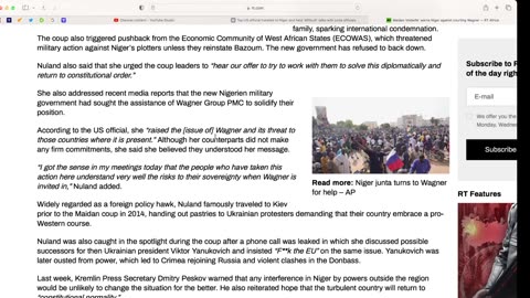 Wagner boss Prigozhin mocks Victoria Nuland. Vicky visits and "warns" Niger junta. Wagner concerns.