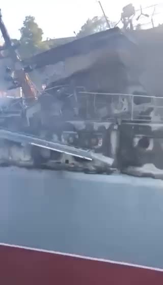 Footage of Russian Ship in Dry Dock Hit By Ukrainian Missiles