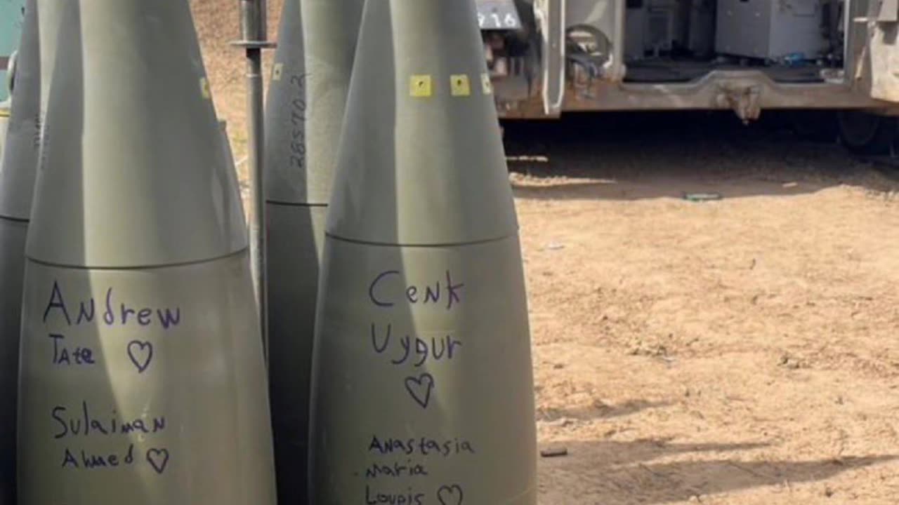 Andrew Tate's name on Jewish missiles