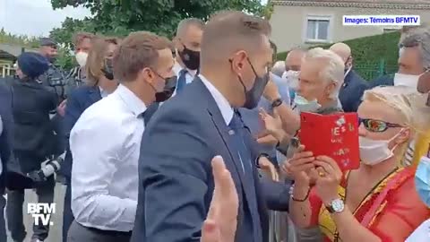 BREAKING: Macron gets another slapping from a member of the public.