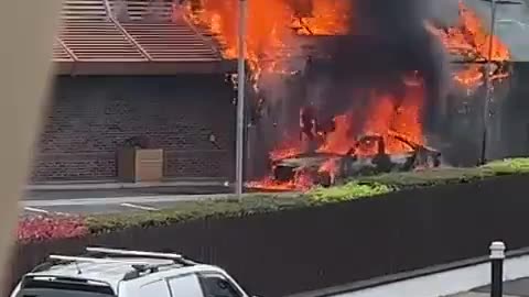 Vehicle fire with extension to the building at a McDonalds in Kildare, Ireland