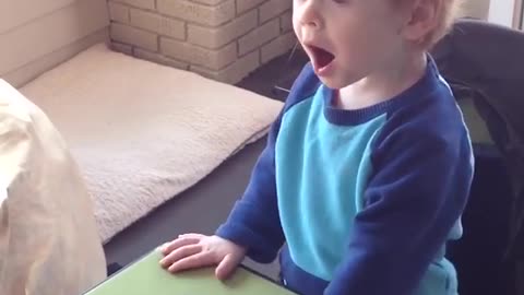 Baby cute work reaction