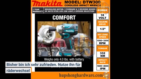 Makita DTW300Z Akku-Schlagschrauber 18,0 V (ohne Akku, ohne Ladegerät)