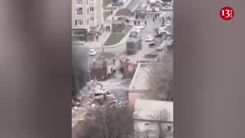 A fierce fire broke out in the building of the border service in Russia