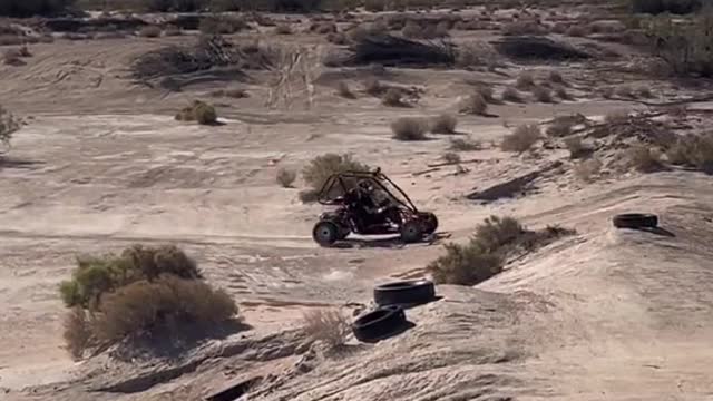 Me thinking this Chinese dune buggy would snap in half if I jumped it