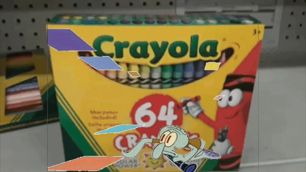 Squidward Is Playing With Tiles In Front Of A Crayon Box 🖍️