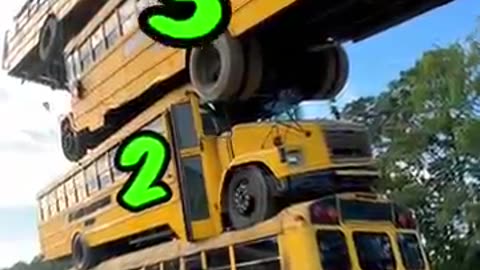 How many school buses can we stack