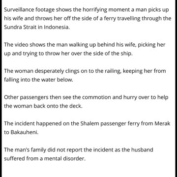 VIDEO: Terrifying Moment Husband Picks Up His Wife And Throws Her Off An Indonesian Ferry