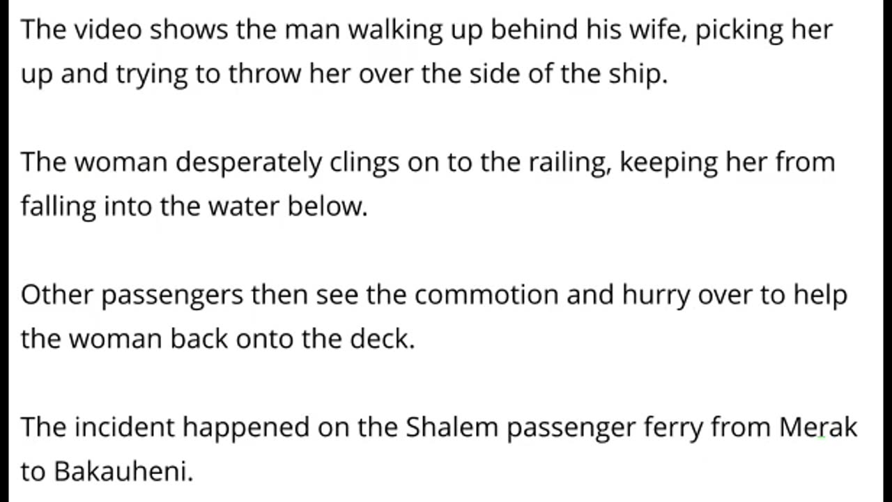 VIDEO: Terrifying Moment Husband Picks Up His Wife And Throws Her Off An Indonesian Ferry