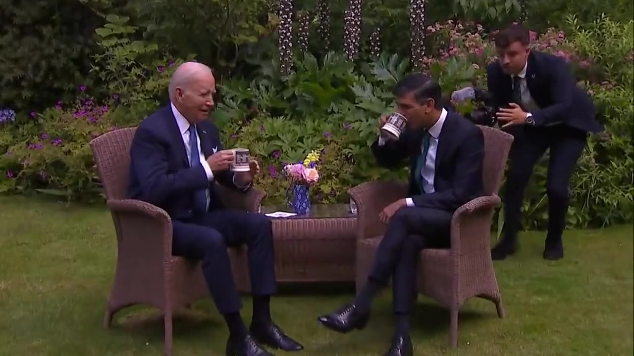 In London, Biden Sits And Stares At Press Before Drinking Tea With Prime Minister Rishi Sunak