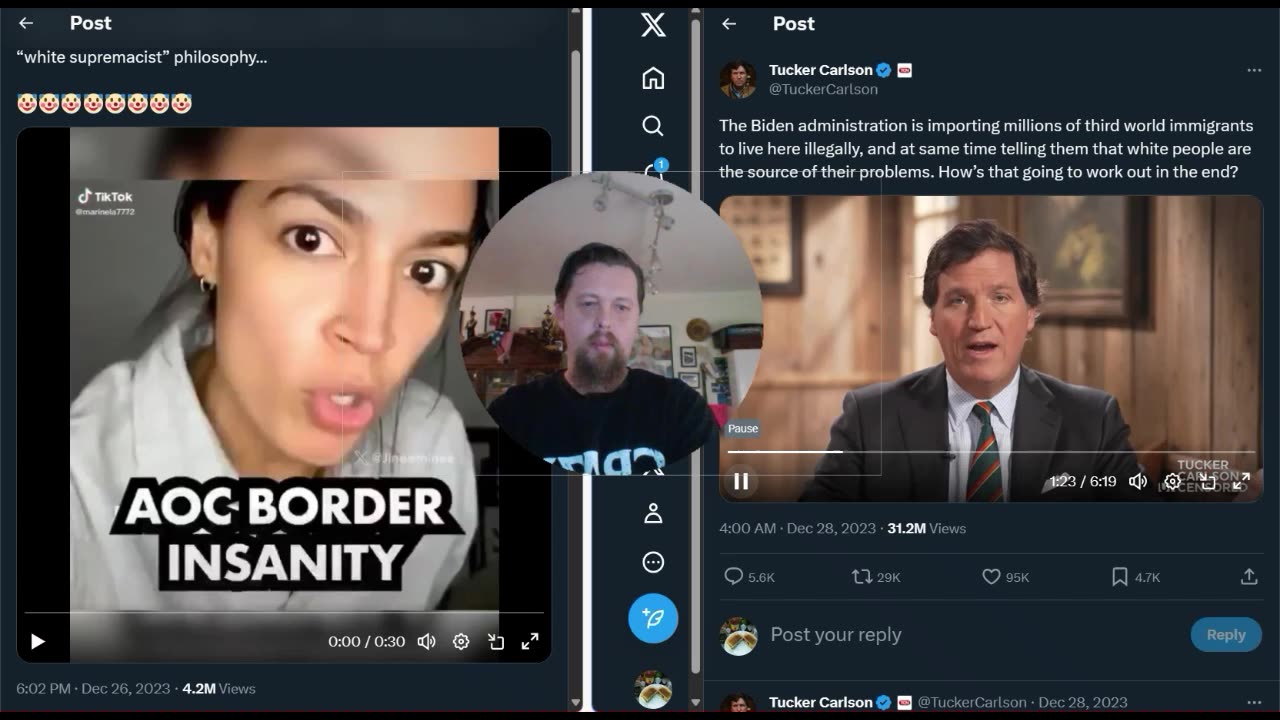 A.O.C On Tic Tok and Tucker Carlson on TCN -The Great Replacement Theory. W.I.T.S News 01/02/2024