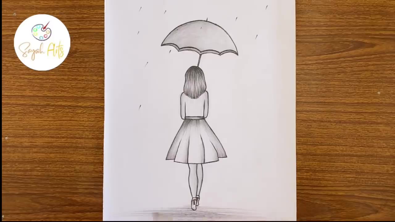 How to draw a girl with umbrella step by step / Easy drawing for girls step by step