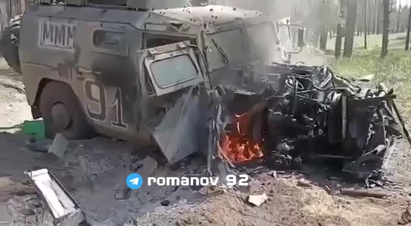 Armored vehicle Tigr after hitting an anti-tank mine All the guys who were inside are alive and well