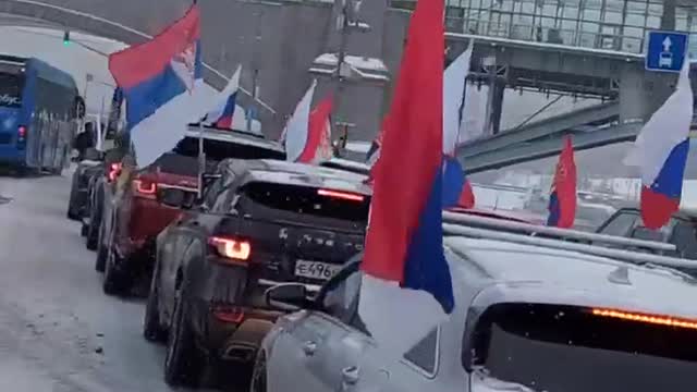 Moscow hosts a motor rally in support of Serbian Kosovo and Mitrovica.