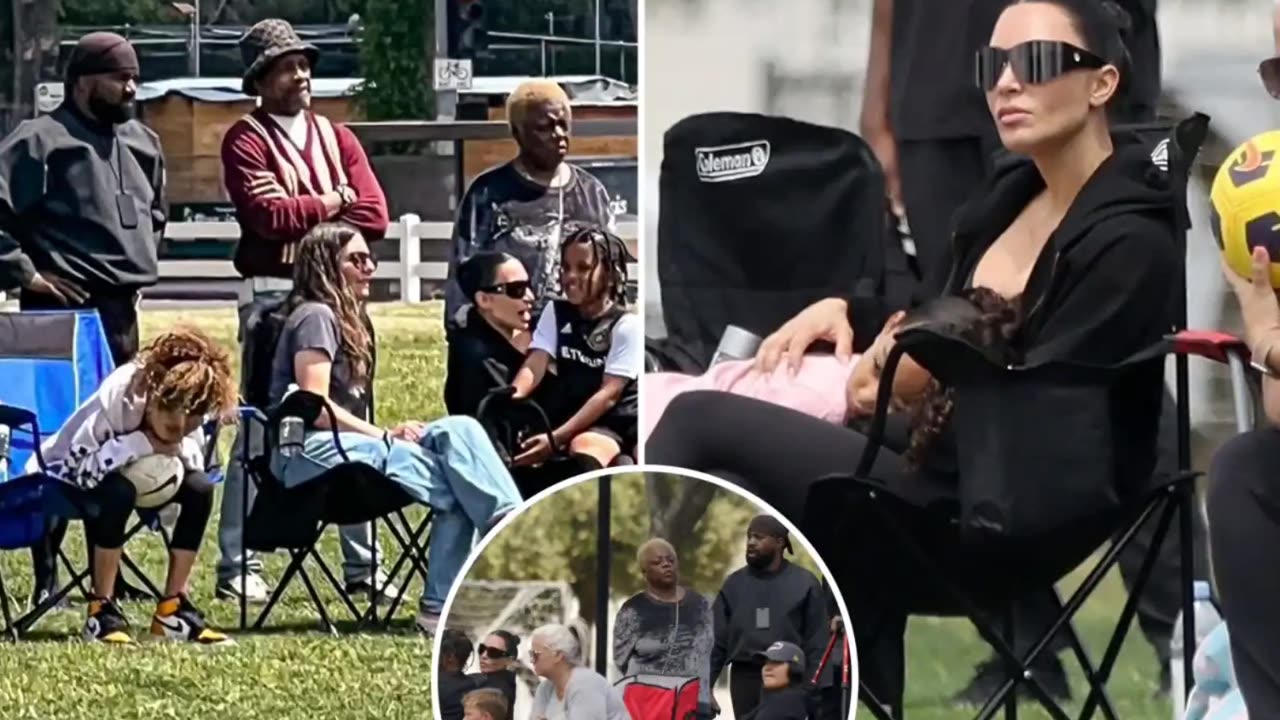 Kim Kardashian keeps distance from Kanye West during Saint's soccer game