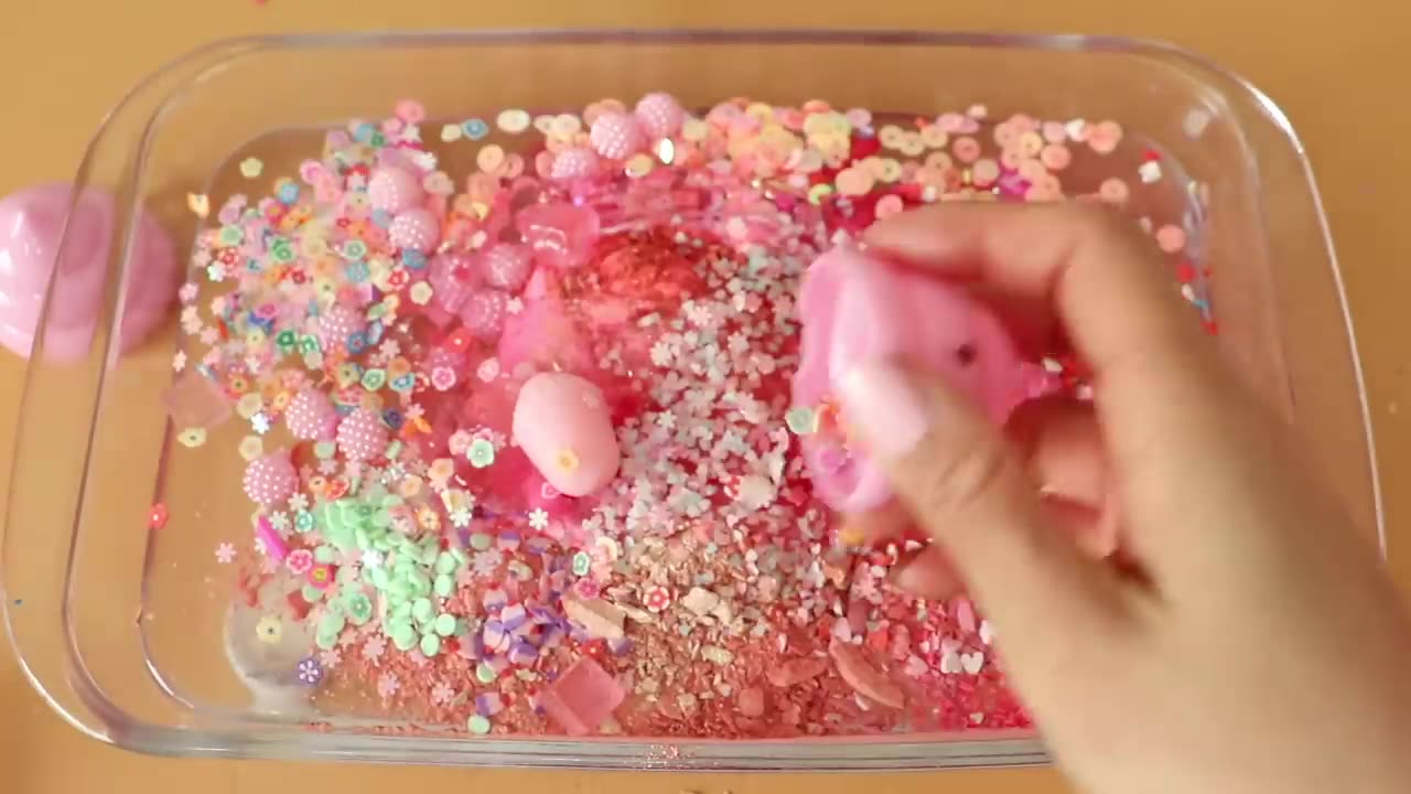 Maxing pink Starbucks makeup parts into slime