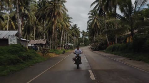 Motorcyclist on the way through scenic area