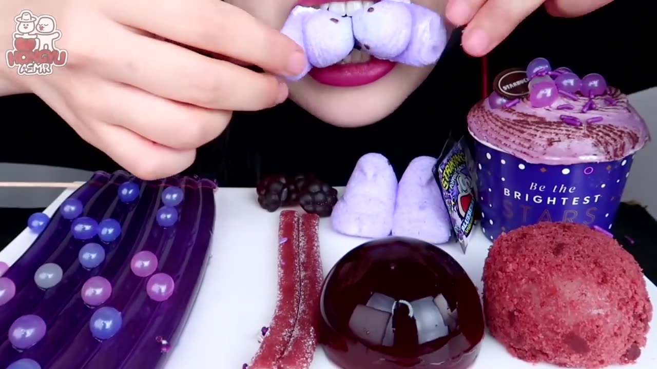 ASMR MUKBANG JELLY BOBA PURPLE NOODLES!