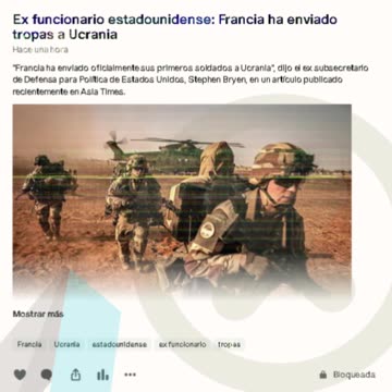 Ex funcionario estadounidense: Francia ha enviado tropas a Ucrania