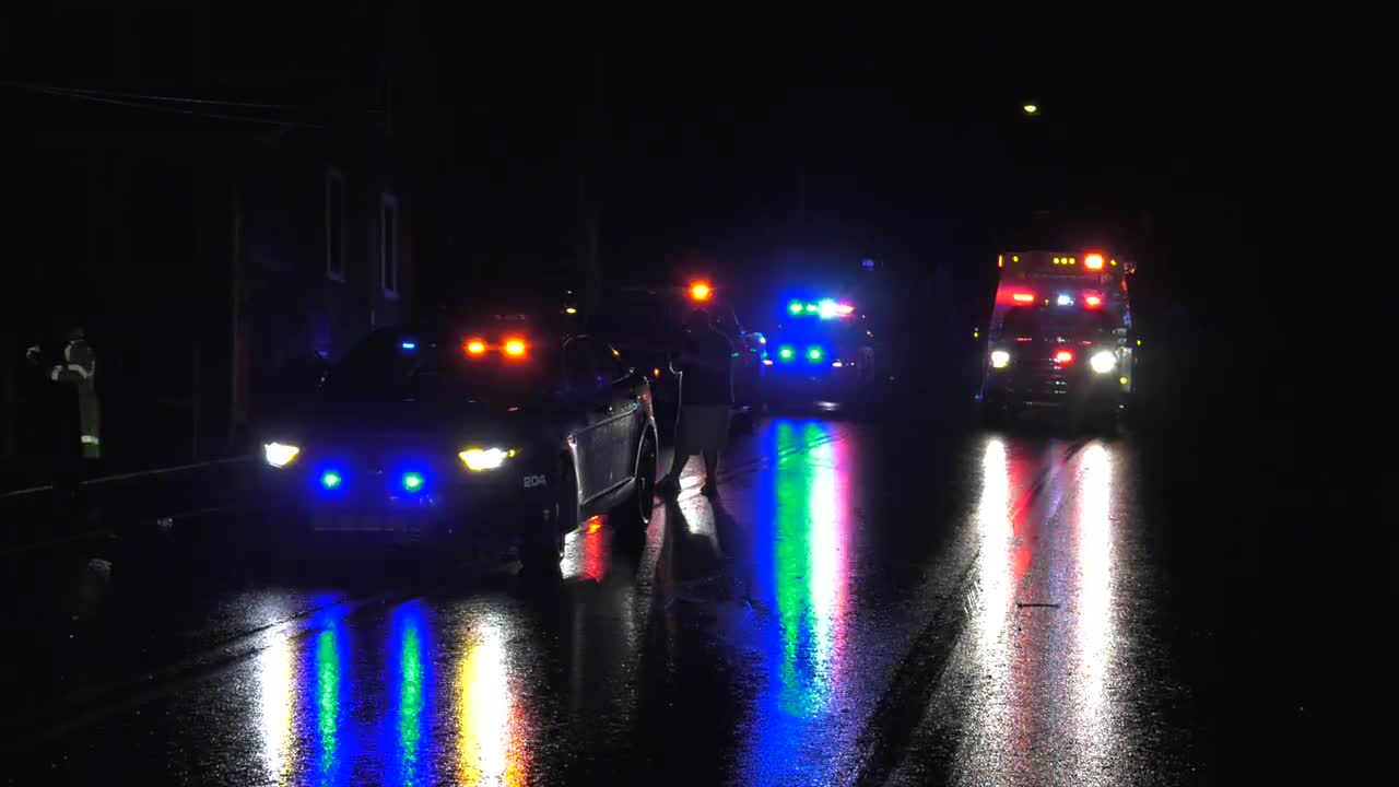 Chevy Pick-up plows into wall, utility pole and barely misses house, D.U.I.