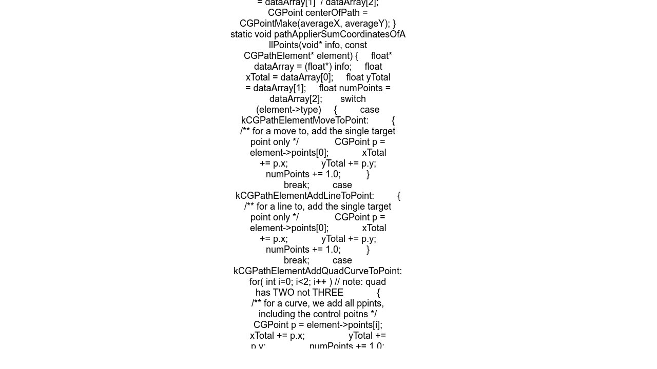 Finding the center of a CGPath