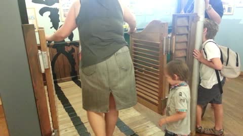 Kid hit in face with swinging door