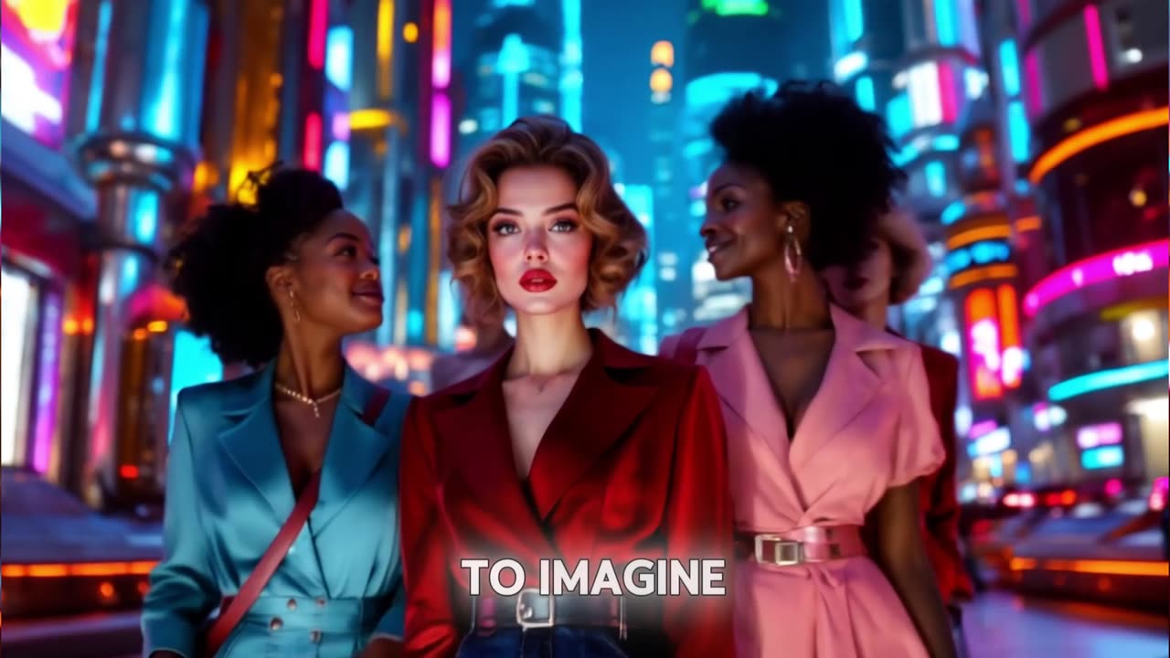 1950's Retro-Futurism Beautiful Women Neon Style