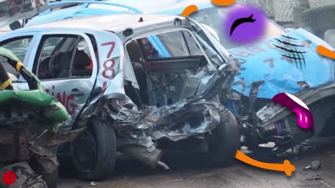 Funny Car Wars | Demolition Derby Hardest Hits | Banger Racing Angmering Raceway - Woa Doodles