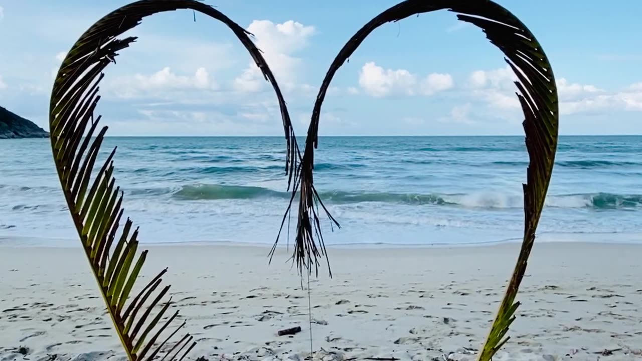 A heart shaped made from palm leaves for photo shots back ground