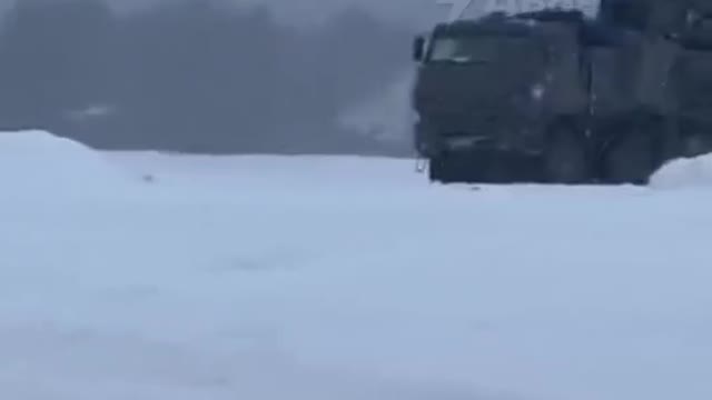 Military equipment near the kindergarten Russia.