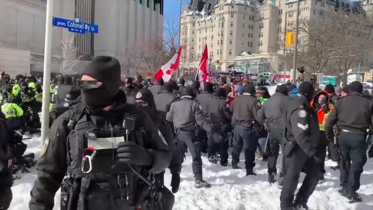 Treasonous cops treat Canada military vets like dogs on Canadian soil