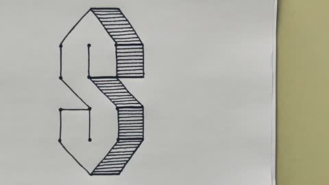 How to draw 3D Letter S From 12 Dots Dots drawing