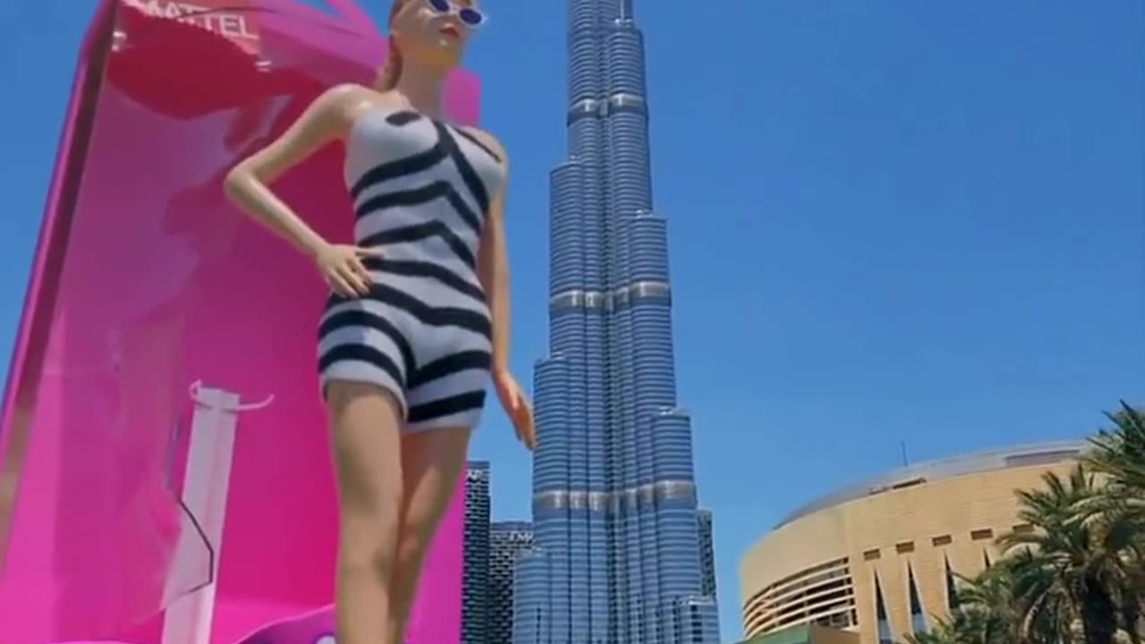 Watch this giant 'Barbie' near Burj Khalifa in Dubai Using project blue beam simulation