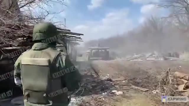 BMP-2 of the LPR Armed Forces is practicing the positions of the Armed Forces of Ukraine