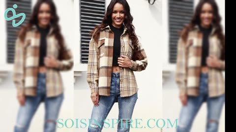 Plaid Button Up Collared Neck Long Sleeve Shacket #plaidshacket #shacketfashion #shacketweather