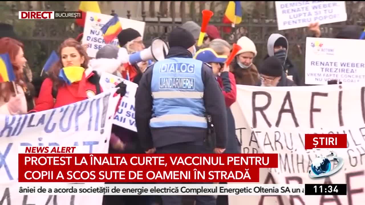 Protest în Bucuresti față de vaccinarea copiilor - 27.01.2022. Video: Antena 3