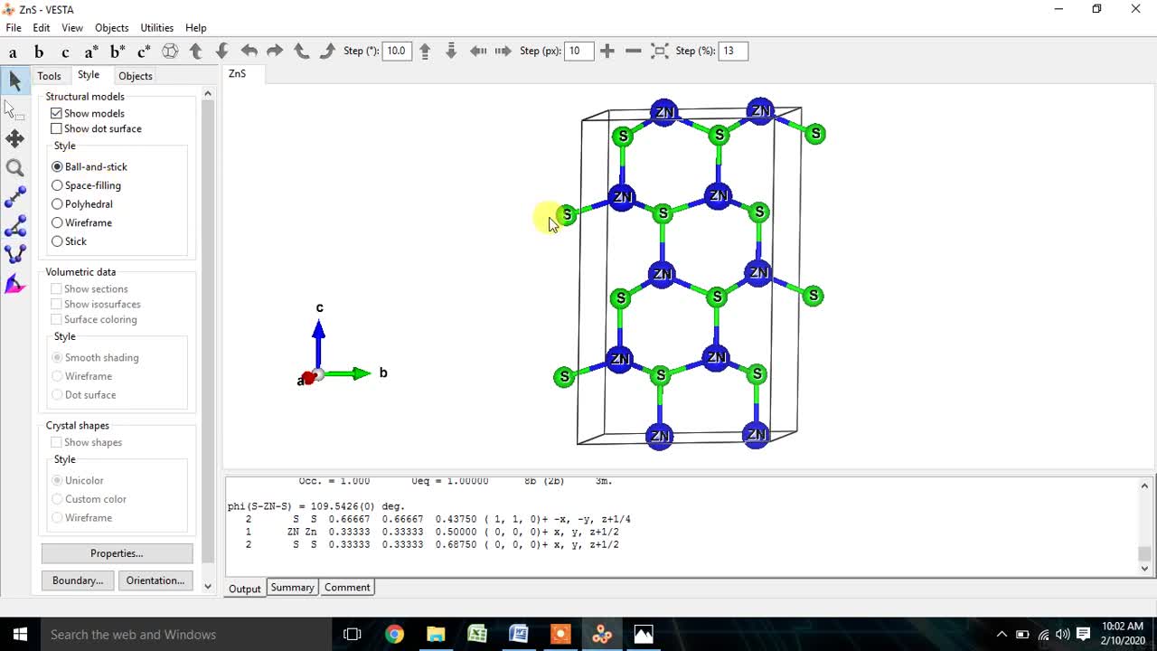 How to generate crystal structure of ZnS (Zinc blende -Hexagonal Str.) material using VESTA software